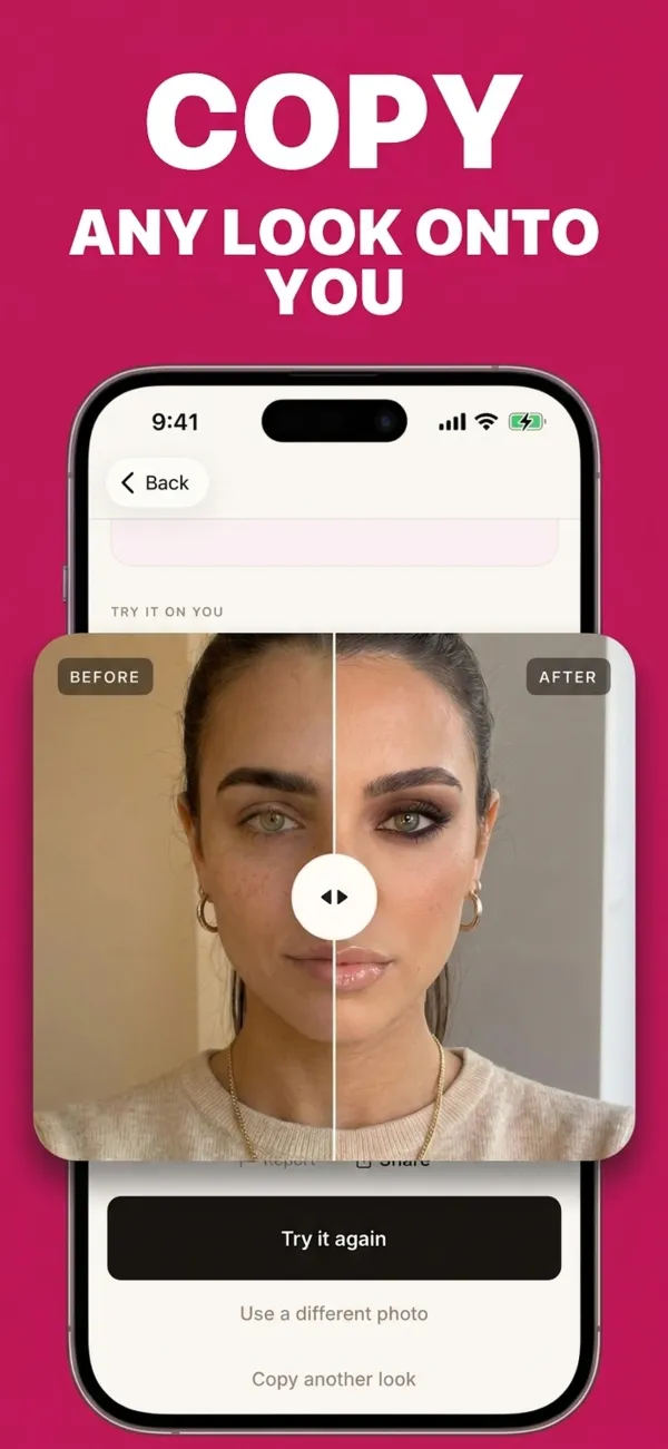 Vella Studio app screenshot: Copy any look onto you