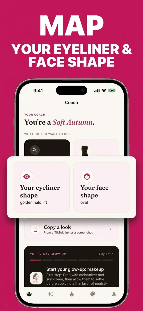 Vella Studio app screenshot: Map your eyeliner and face shape